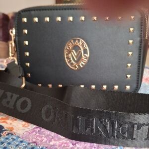 Brand New wot. Valentino Orlandi Black Crossbody with Gold Studs